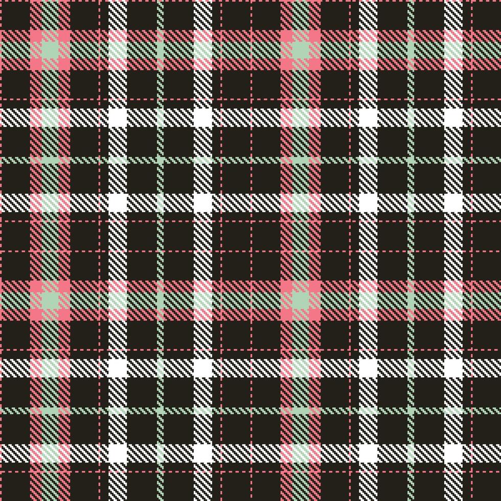 Neon Almost Black and Soft Blush Pink Seamless Tartan Textile Design vector