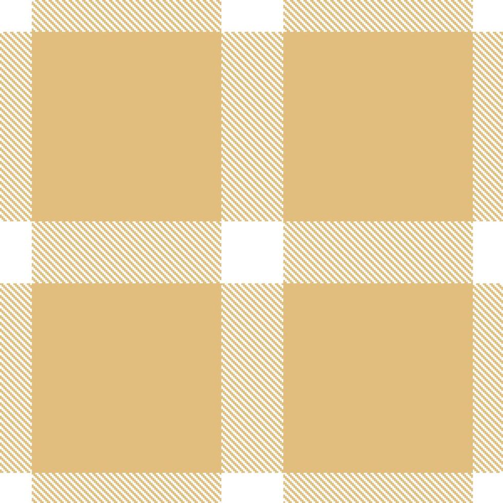 Muted White and Vivid Tan Seamless Tartan Textile Design vector