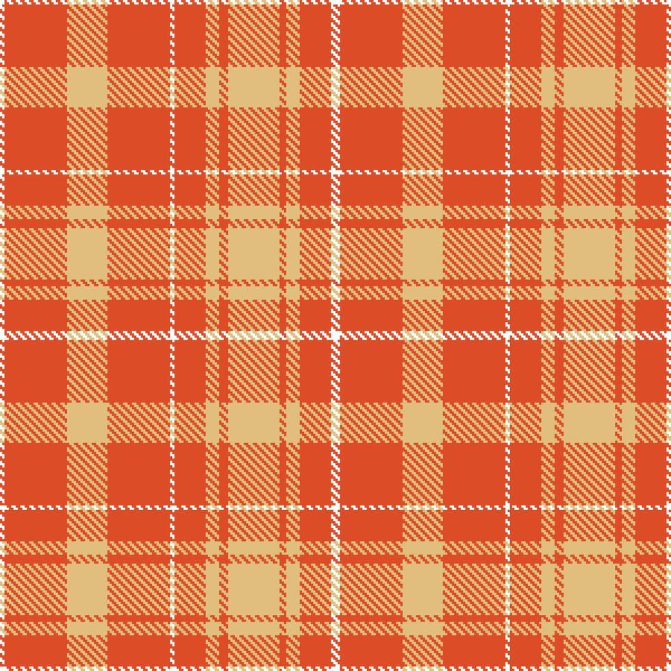 Bright Deep Orange and Cool Tan Seamless Tartan Textile Design vector
