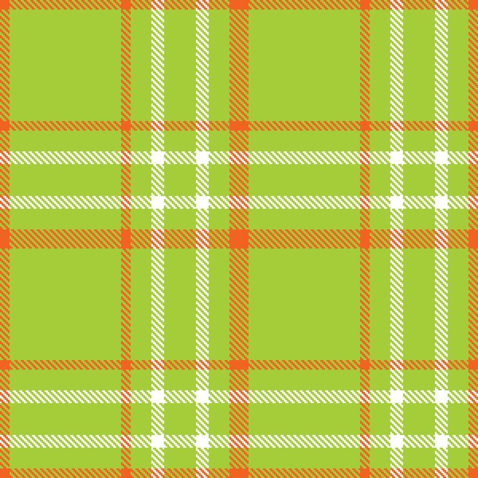Light Snot Green and Metallic Bright Orange Seamless Tartan Textile Design vector