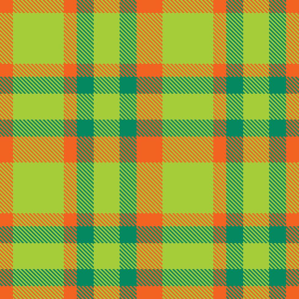Deep Bright Orange and Dark Snot Green Seamless Tartan Textile Design vector