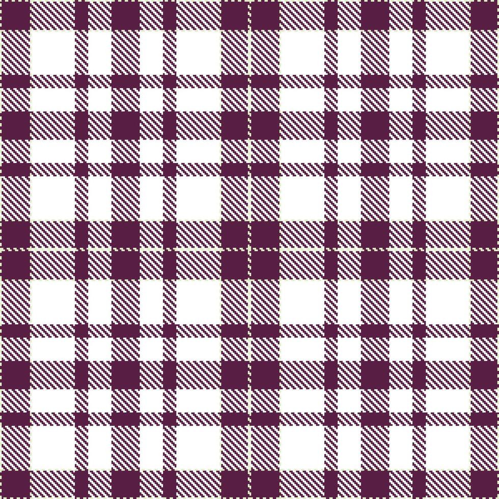 Warm Plum Seamless Tartan with Metallic White accents Textile Design vector