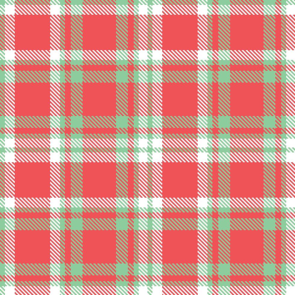 Dusty Hospital Green Seamless Tartan with Deep Grapefruit accents Textile Design vector