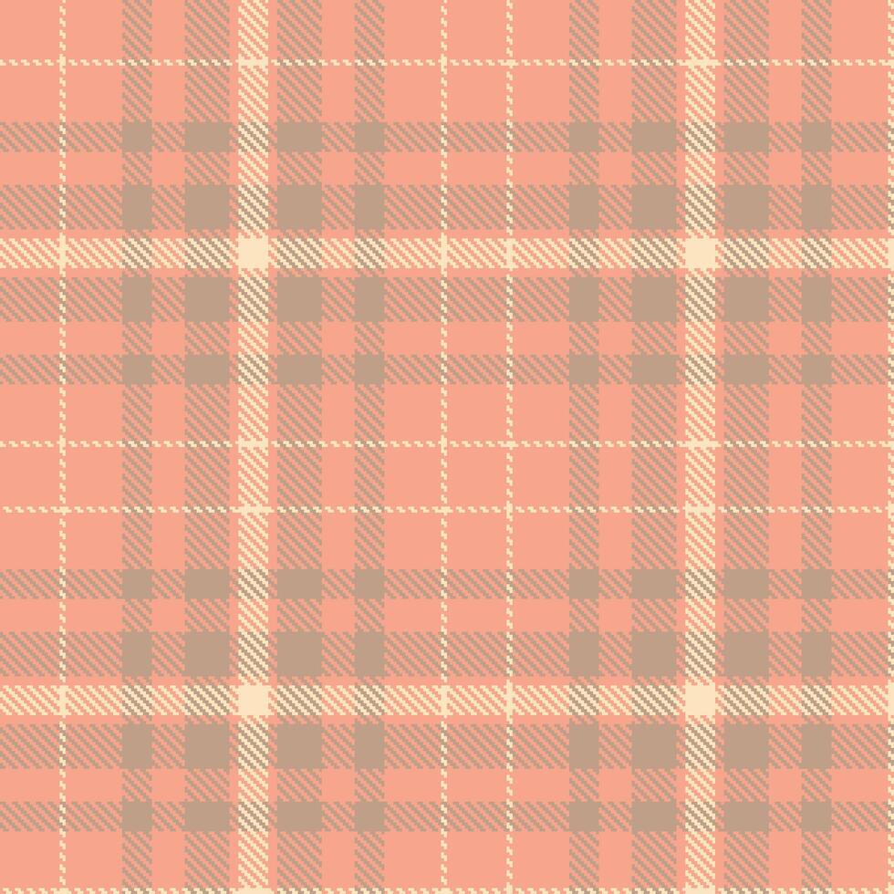Muted Light Salmon and Cool Mushroom Seamless Tartan Textile Design vector