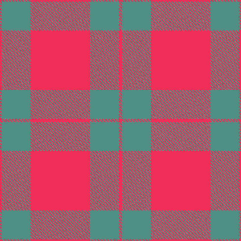 Rich Red Pink Seamless Tartan with Soft Dusty Teal accents Textile Design vector