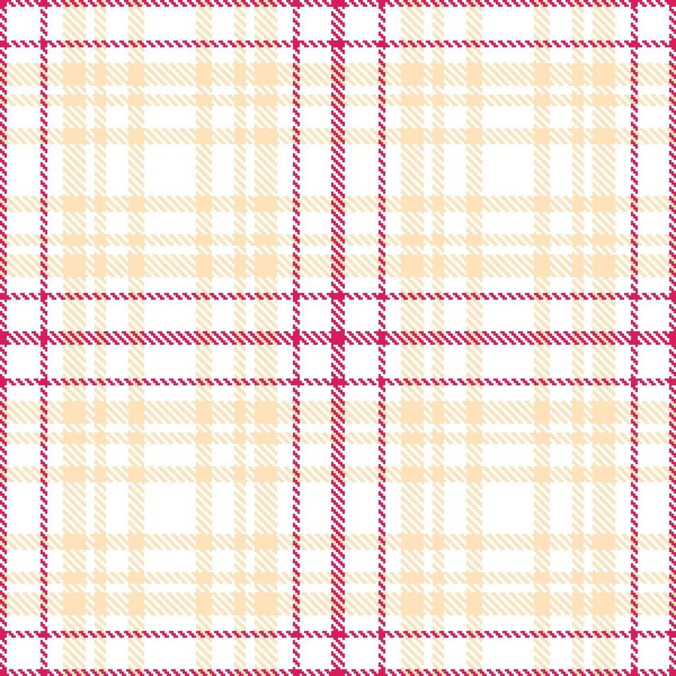 Bright White Seamless Tartan with Smoky Light Peach accents Textile Design vector