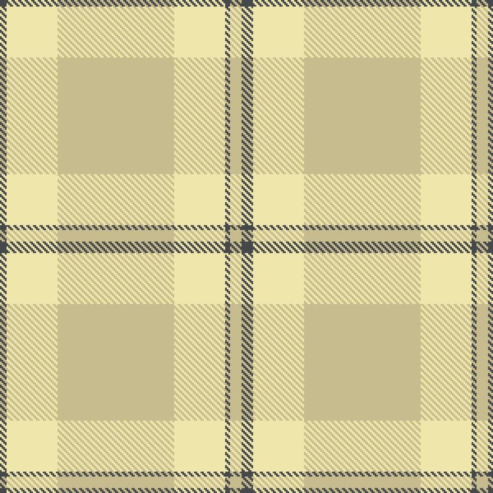 Vivid Charcoal Grey and Dark Light Tan Seamless Tartan Textile Design vector