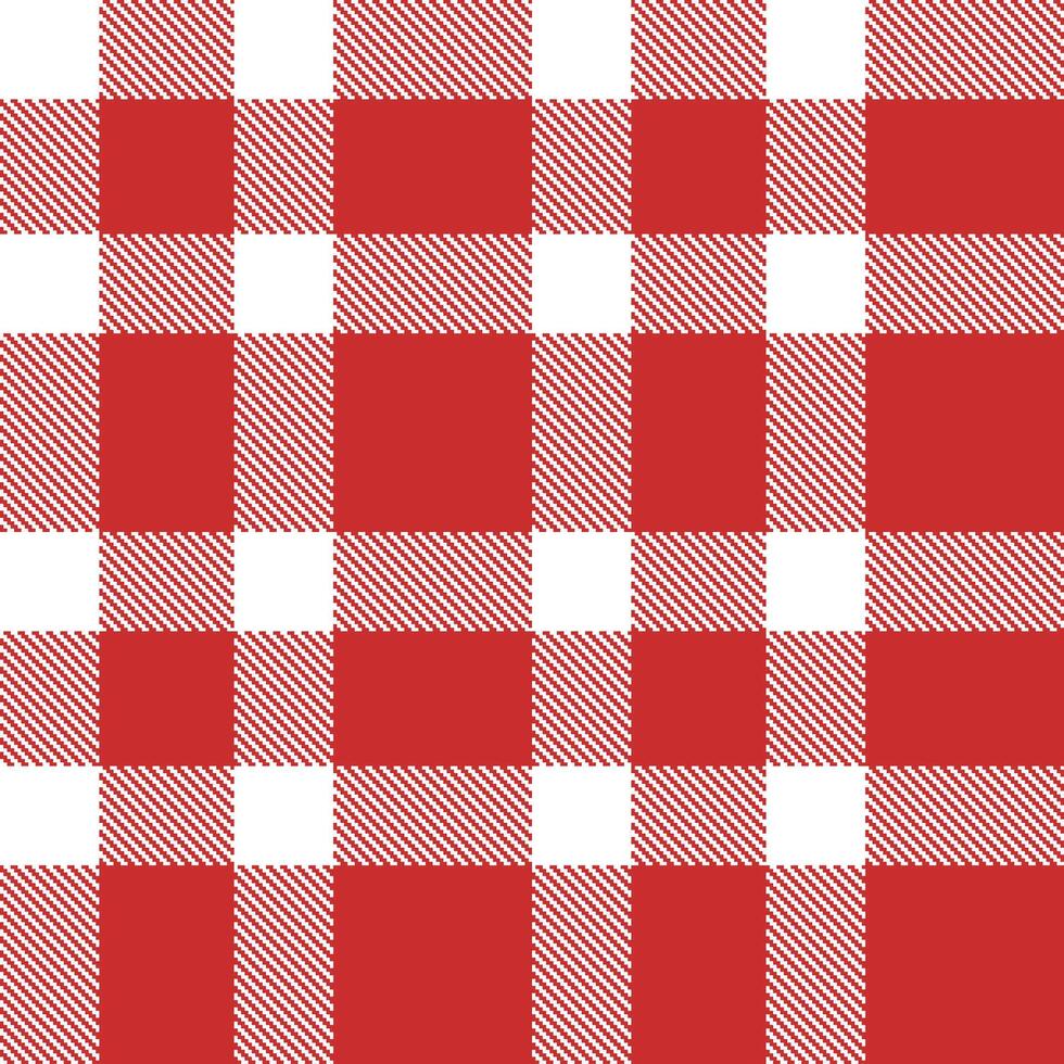 Pale White and Vivid Scarlet Seamless Tartan Textile Design vector
