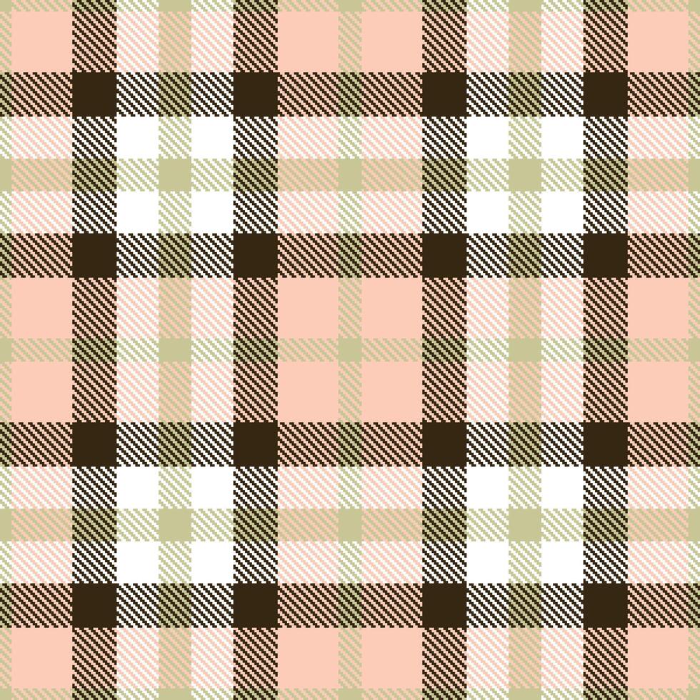 Neon Beige Seamless Tartan with Light Light Peach accents Textile Design vector