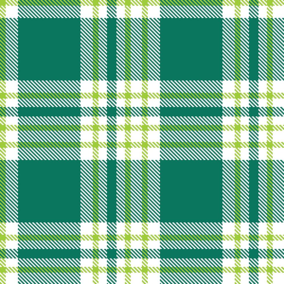 Cool White and Deep Acid Green Seamless Tartan Textile Design vector