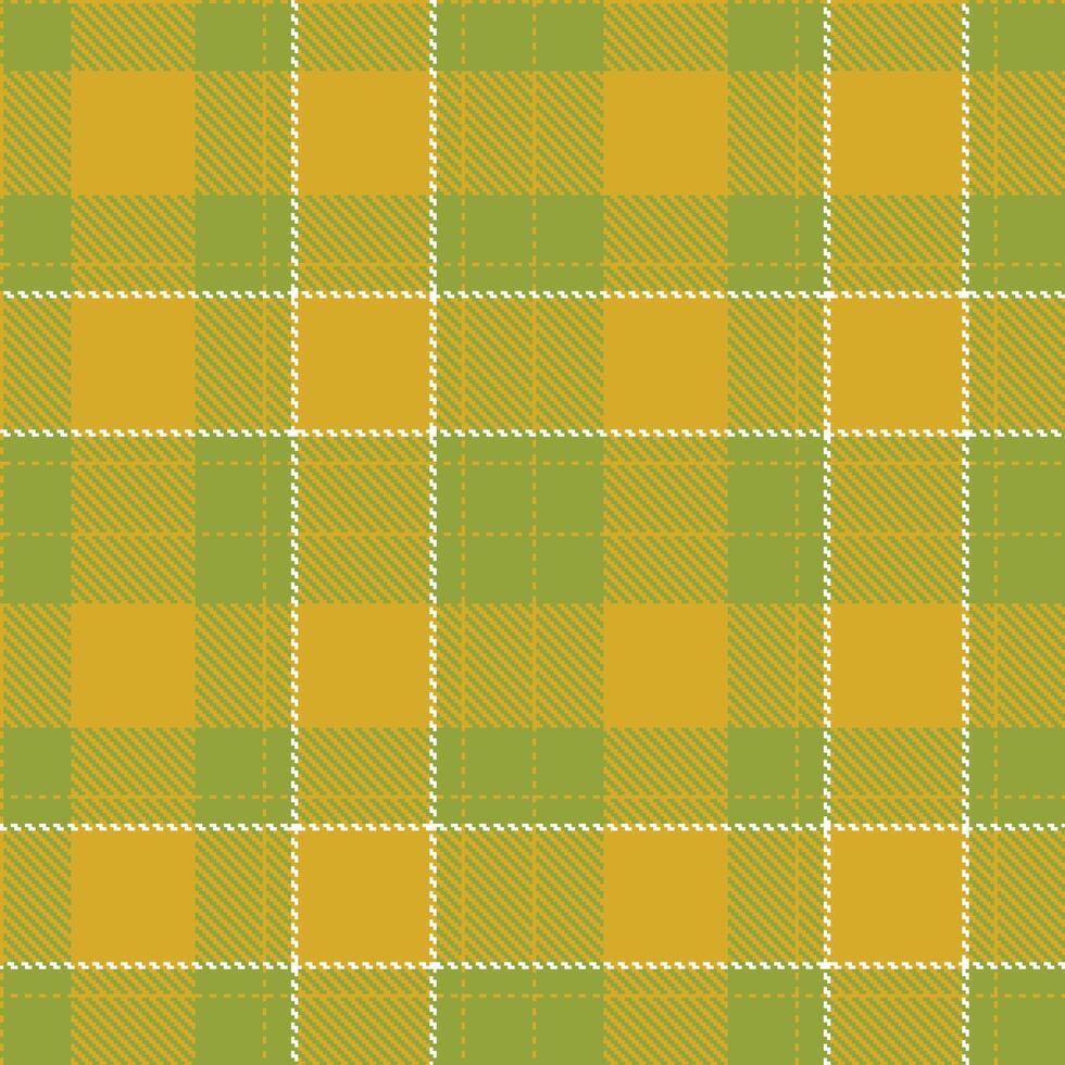 Smoky Burnt Yellow and Deep Pea Soup Green Seamless Tartan Textile Design vector