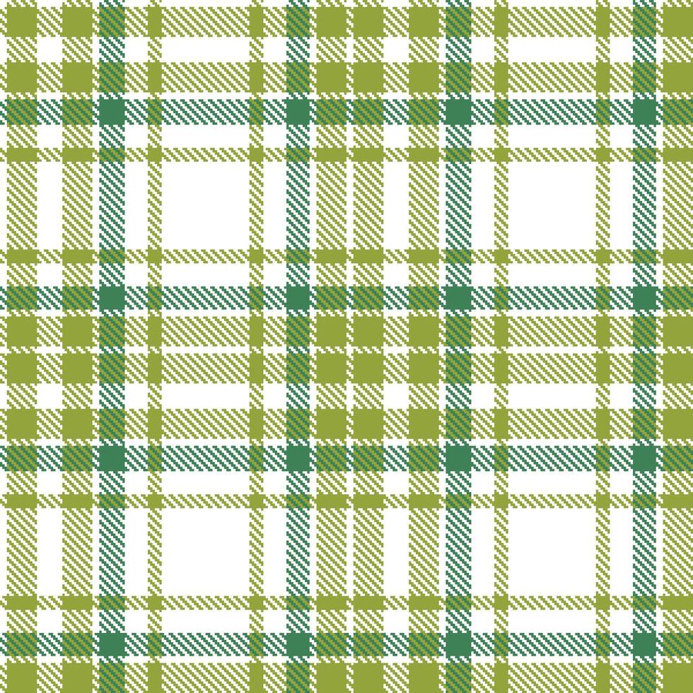 Cool White and Soft Pea Soup Green Seamless Tartan Textile Design vector