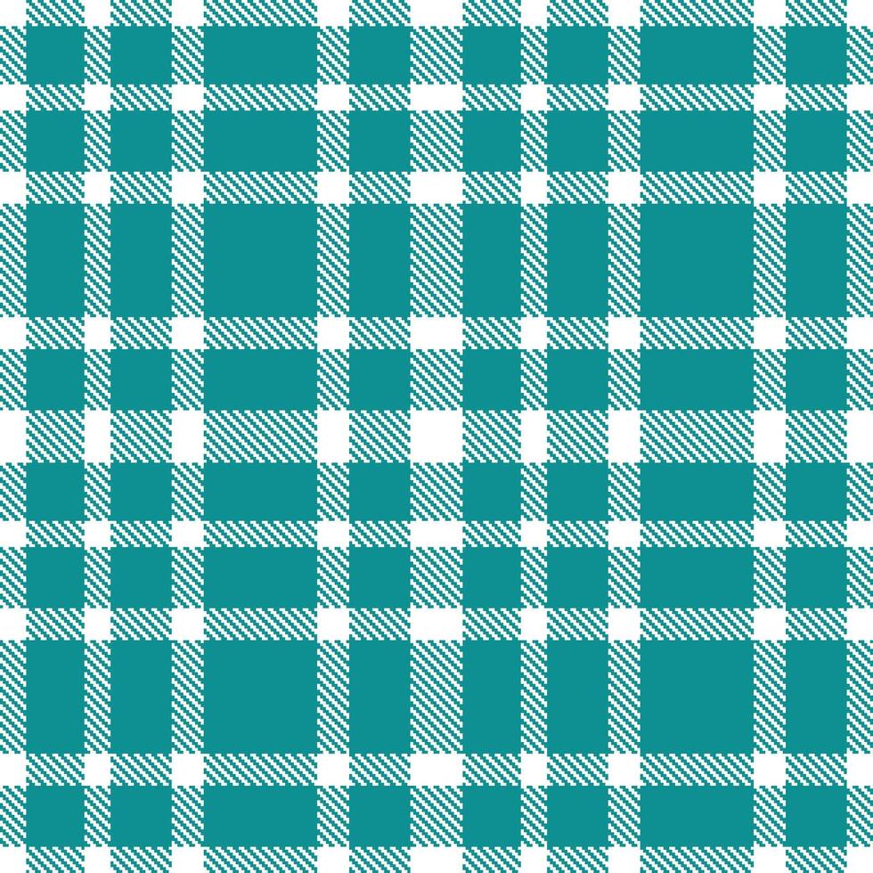 Deep White and Vivid Greenish Blue Seamless Tartan Textile Design vector