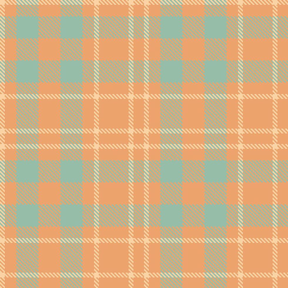 Deep Peach Seamless Tartan with Neon Light Peach accents Textile Design vector