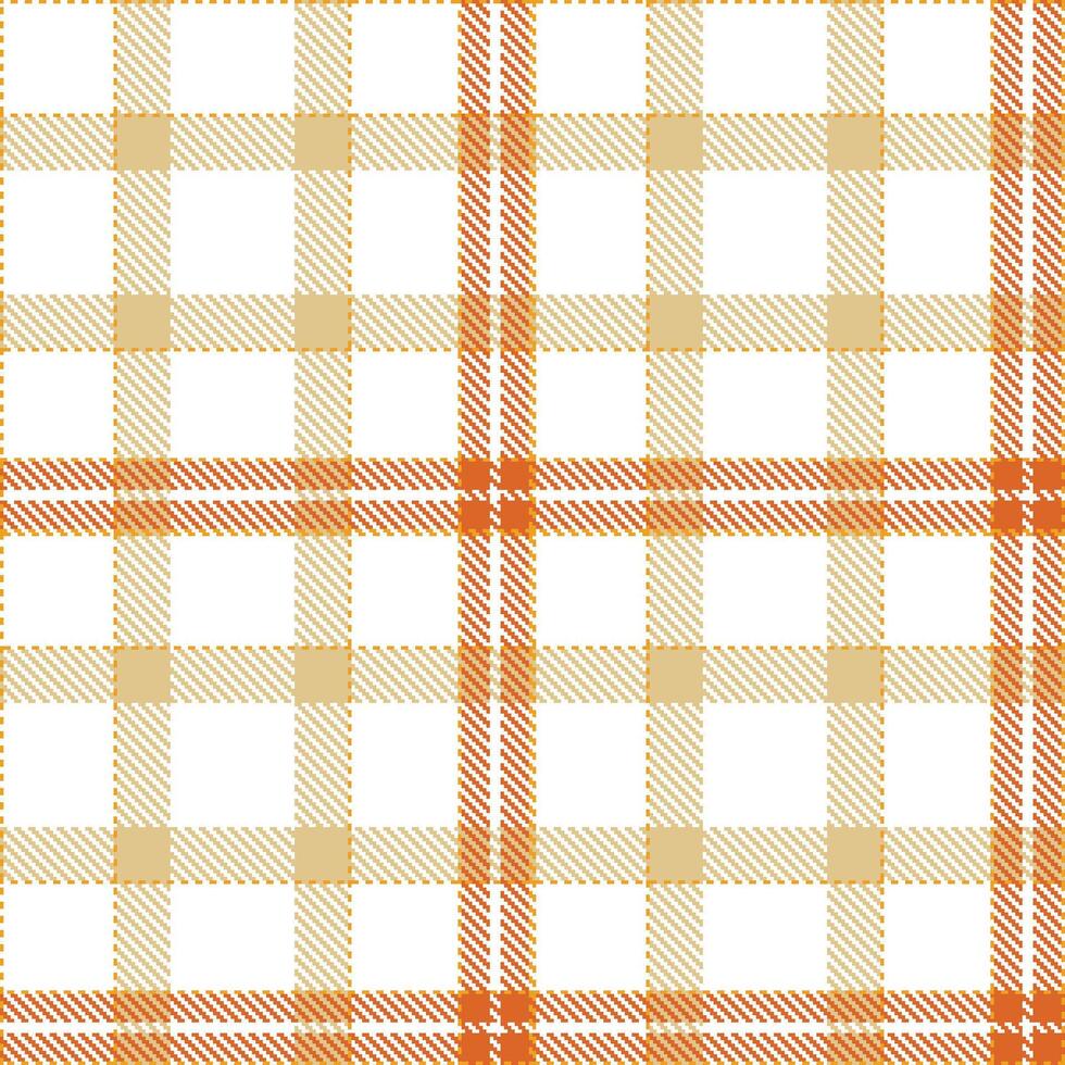 Dark Squash and Rich White Seamless Tartan Textile Design vector
