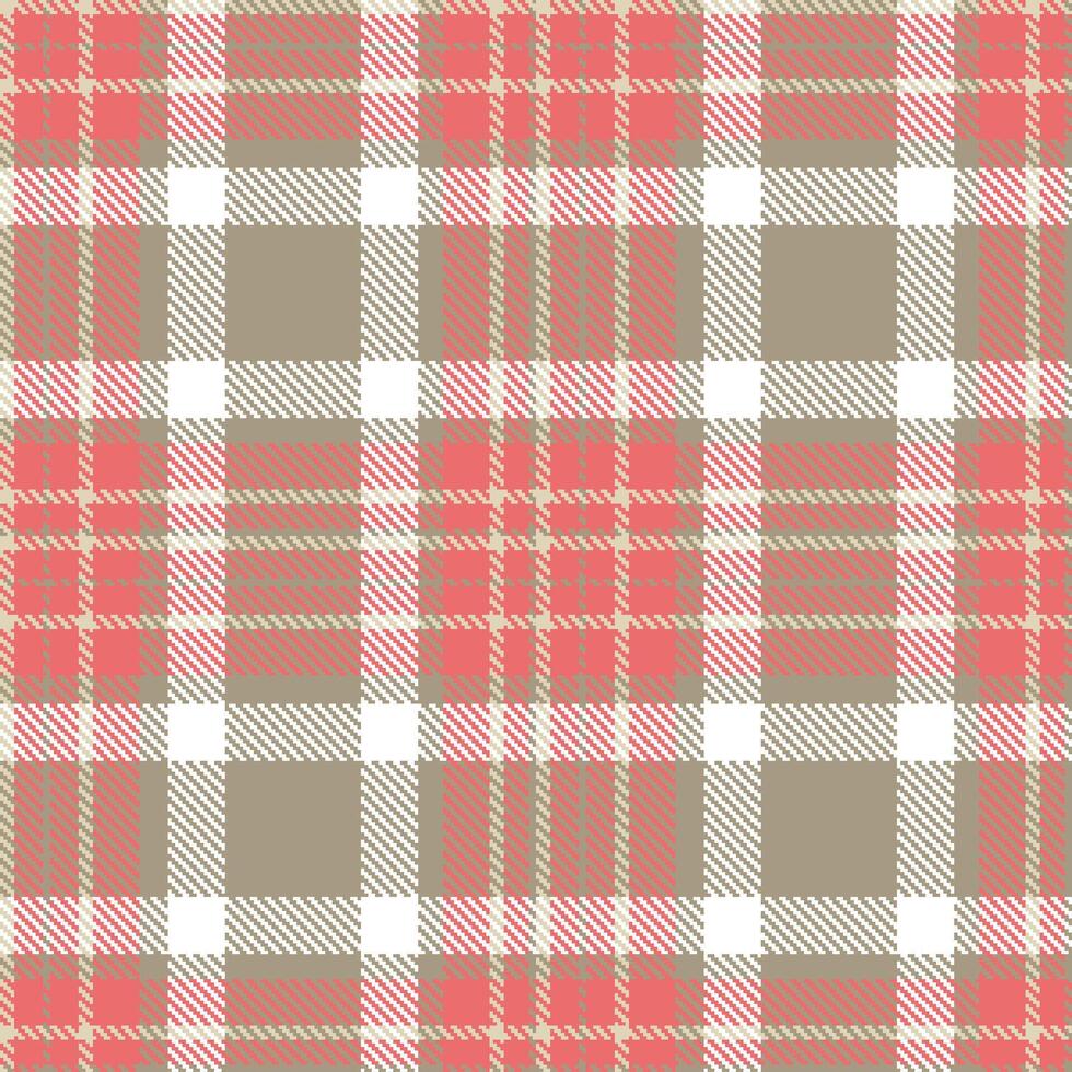 Metallic Salmon Pink and Soft Stone Seamless Tartan Textile Design vector