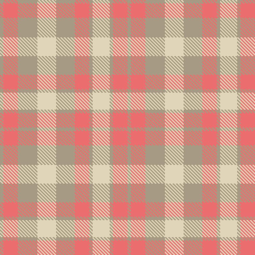Deep Stone Seamless Tartan with Warm Salmon Pink accents Textile Design vector