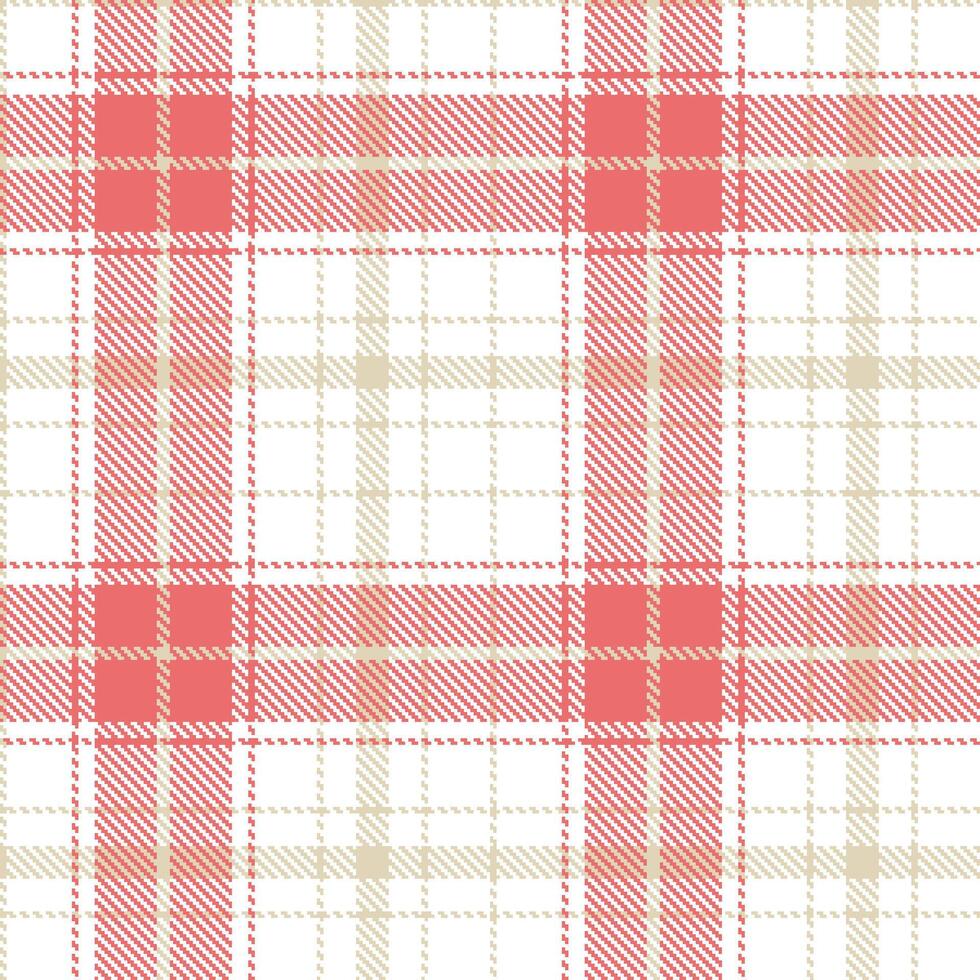 Bright White Seamless Tartan with Cool Light Peach accents Textile Design vector