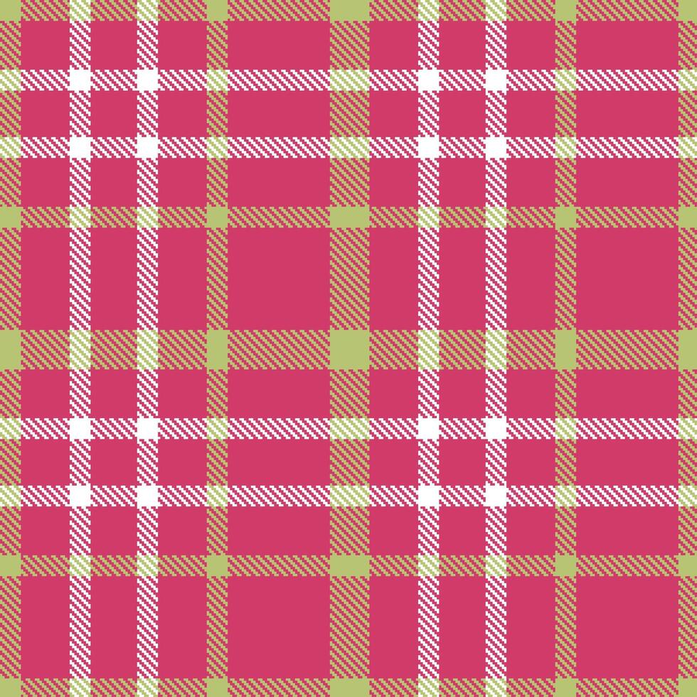 Muted Dark Pink Seamless Tartan with Warm Greenish Tan accents Textile Design vector