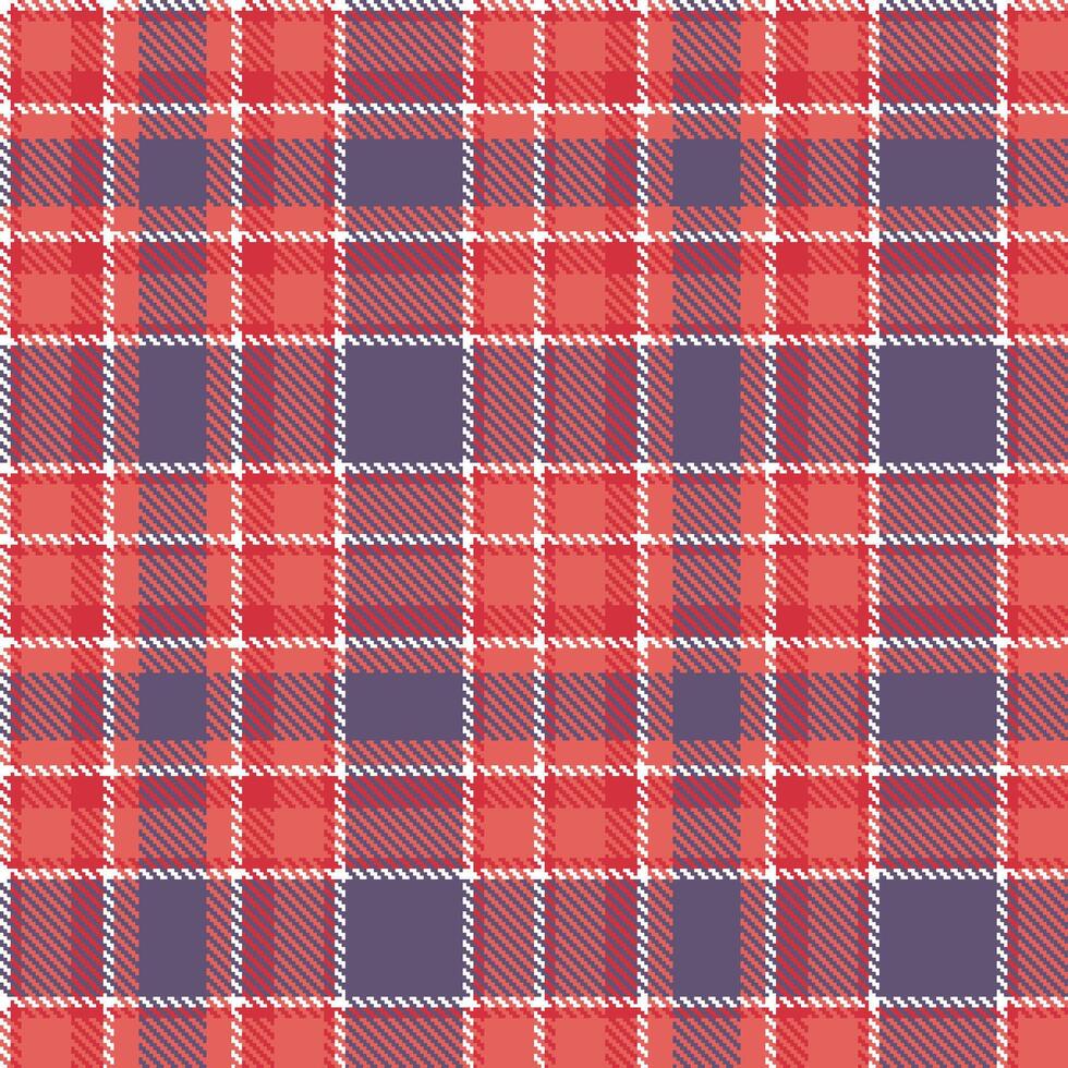 Neon White and Metallic Lipstick Red Seamless Tartan Textile Design vector