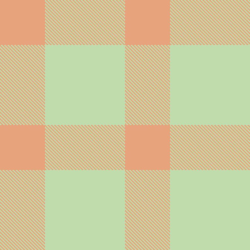 Pastel Peach and Neon Light Grey Green Seamless Tartan Textile Design vector
