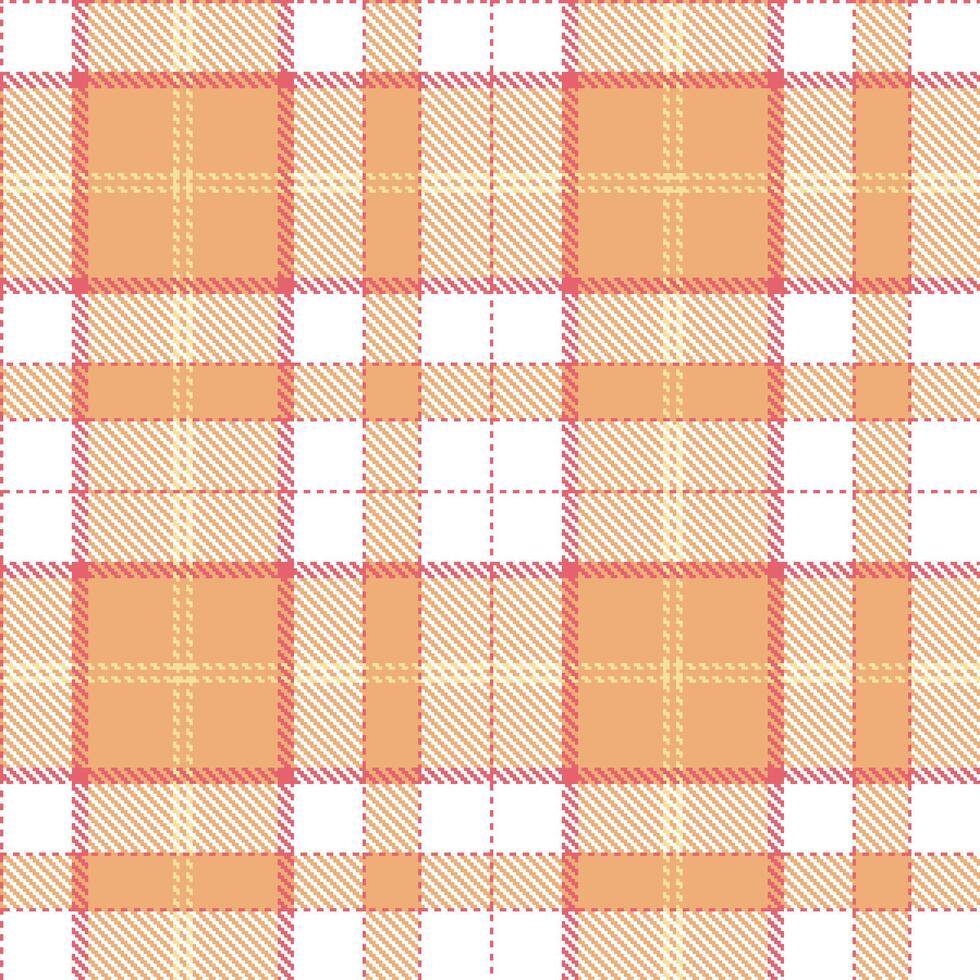 Muted Salmon Pink and Neon Peach Seamless Tartan Textile Design vector