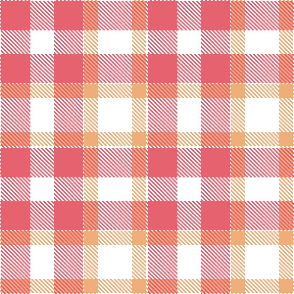Bright White Seamless Tartan with Deep Salmon Pink accents Textile Design vector