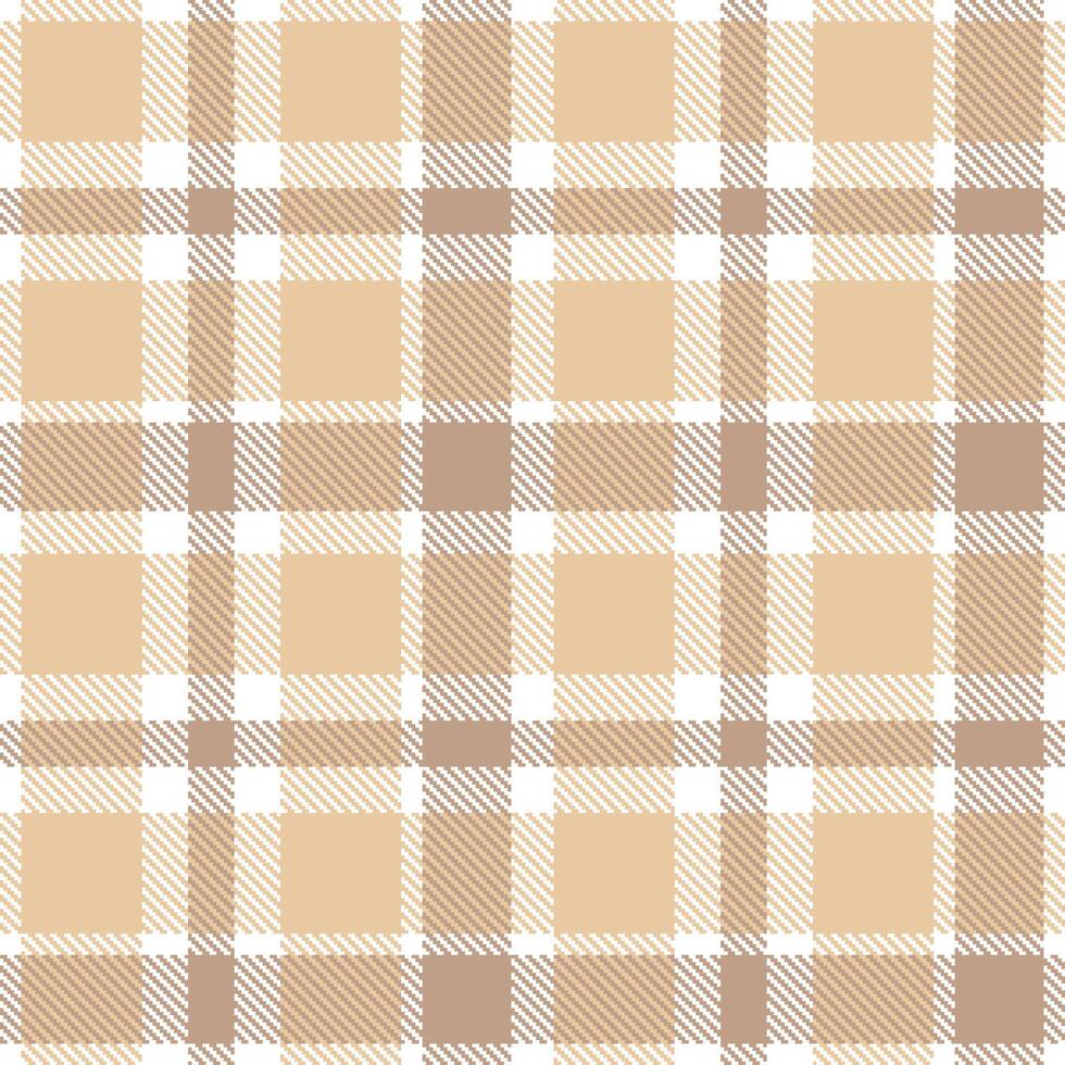 Pastel White and Soft Light Peach Seamless Tartan Textile Design vector