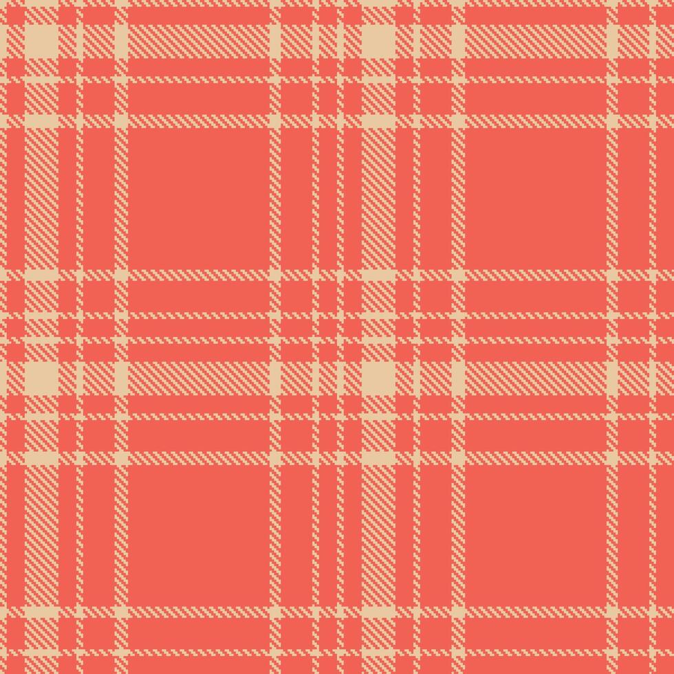 Cool Light Peach and Soft Coral Seamless Tartan Textile Design vector