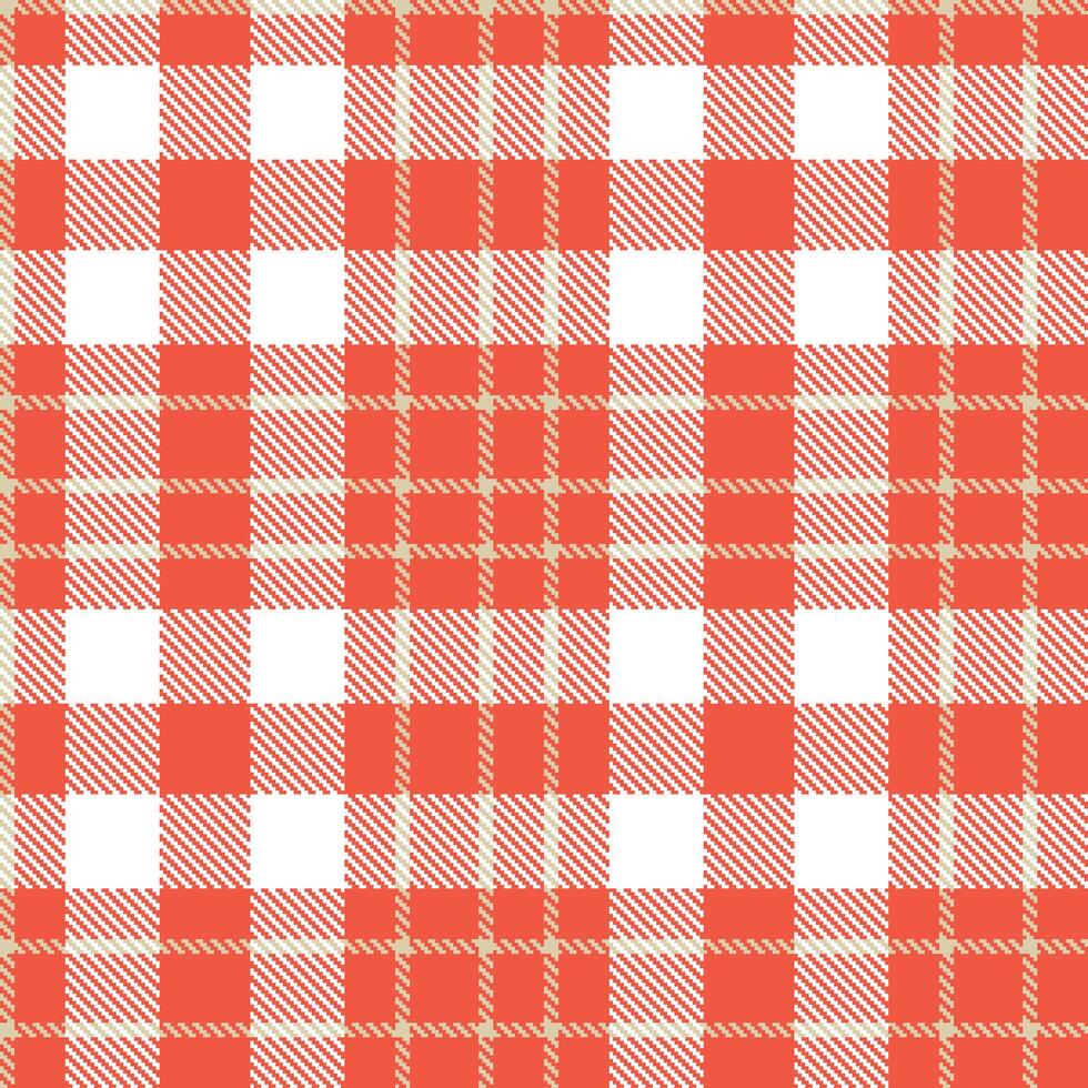 Deep Coral and Neon Beige Seamless Tartan Textile Design vector
