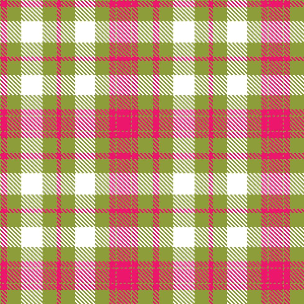Muted Baby Poop Green and Deep Cerise Seamless Tartan Textile Design vector