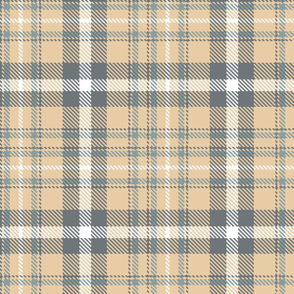 Pale Light Peach and Light Battleship Grey Seamless Tartan Textile Design vector