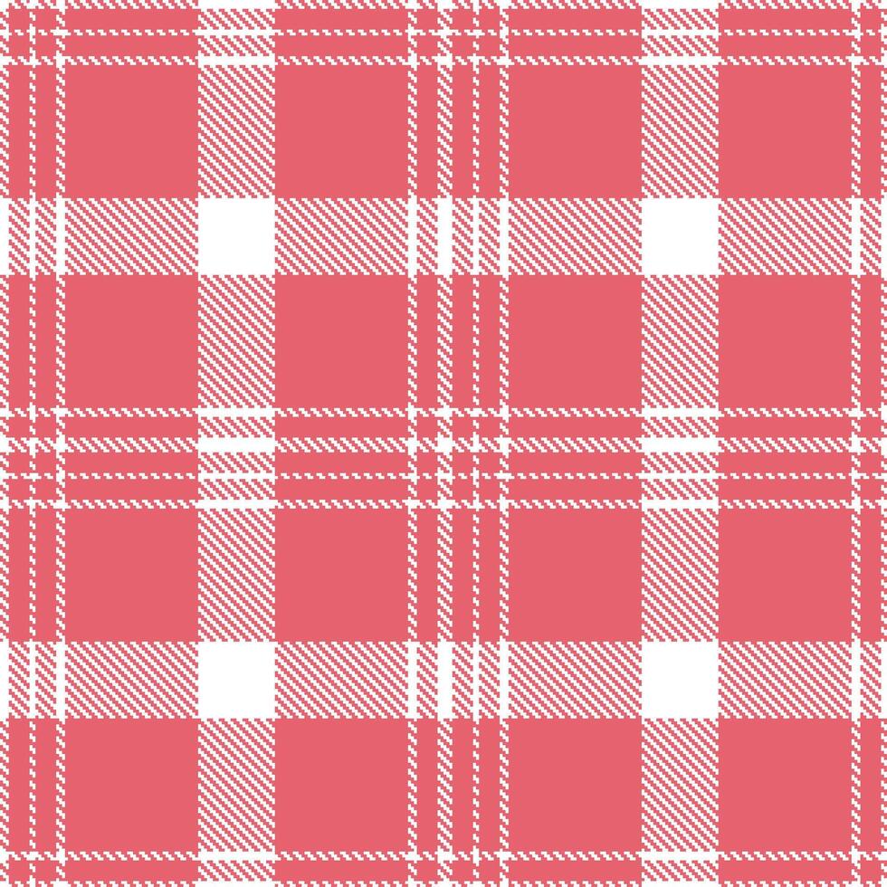 Rich White Seamless Tartan with Iridescent Salmon Pink accents Textile Design vector