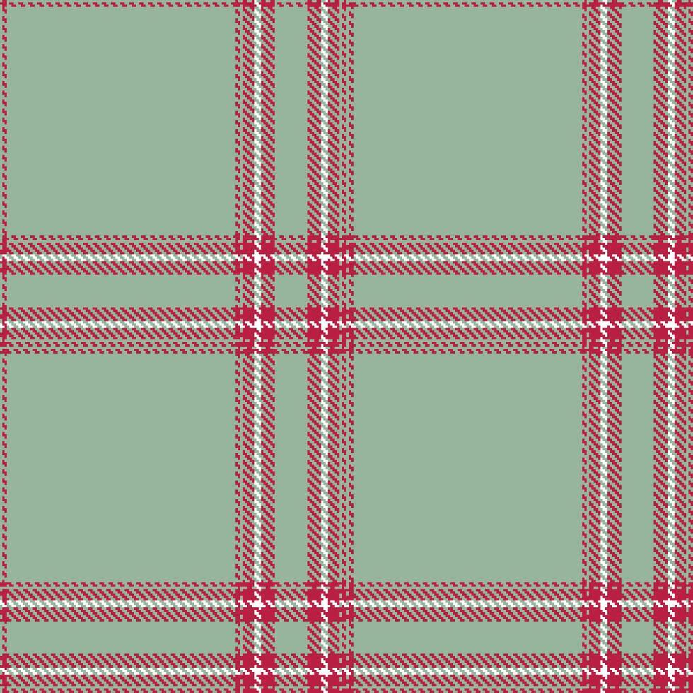 Soft Rose Red and Muted Greenish Grey Seamless Tartan Textile Design vector