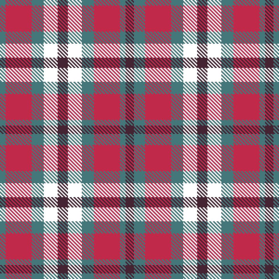 Dusty Deep Aqua and Neon Rouge Seamless Tartan Textile Design vector