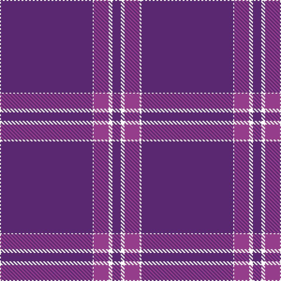 Bright White Seamless Tartan with Metallic Plum Purple accents Textile Design vector