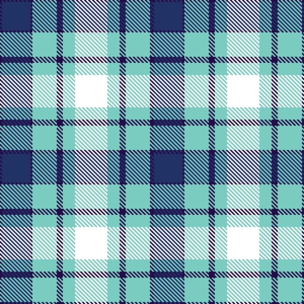 Light Dark Indigo and Iridescent Aqua Seamless Tartan Textile Design vector