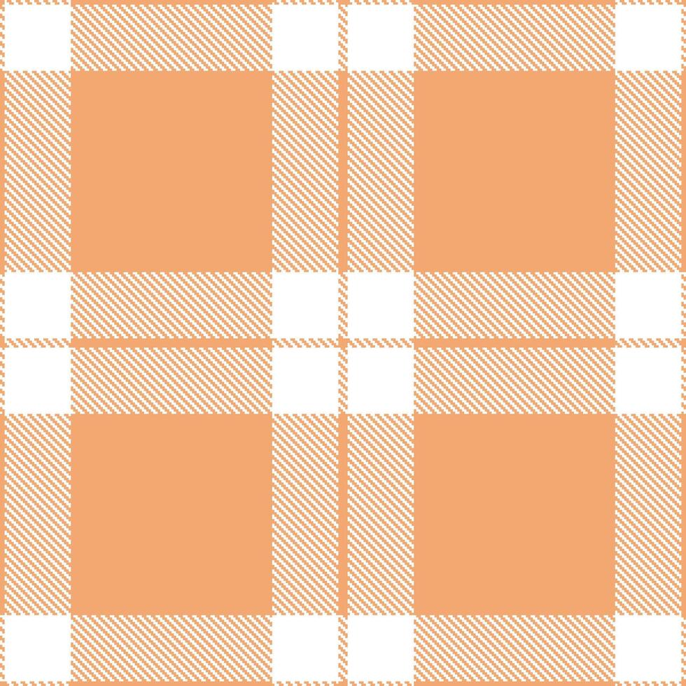 Deep Peach Seamless Tartan with Pale White accents Textile Design vector