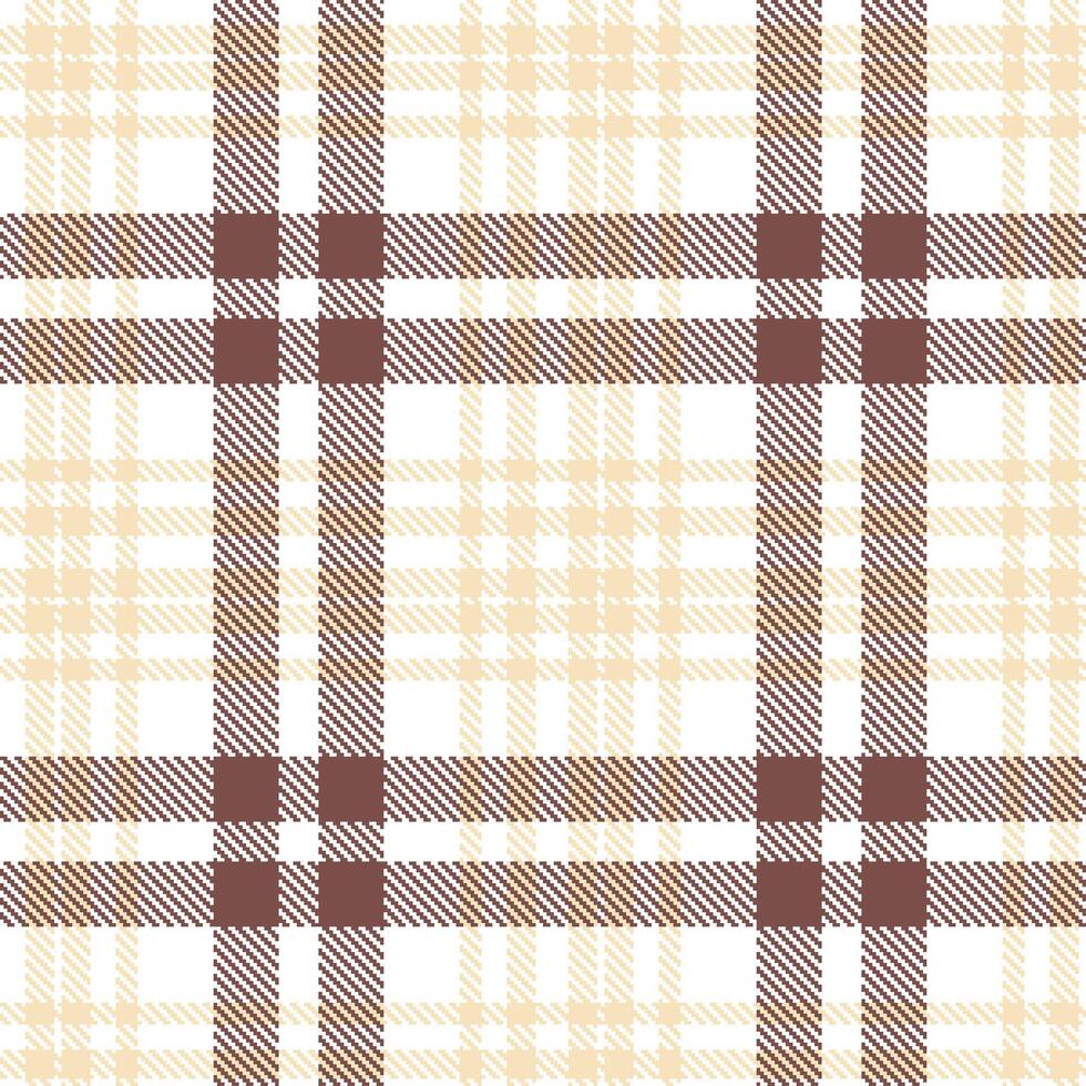 Dark White Seamless Tartan with Soft Light Peach accents Textile Design vector