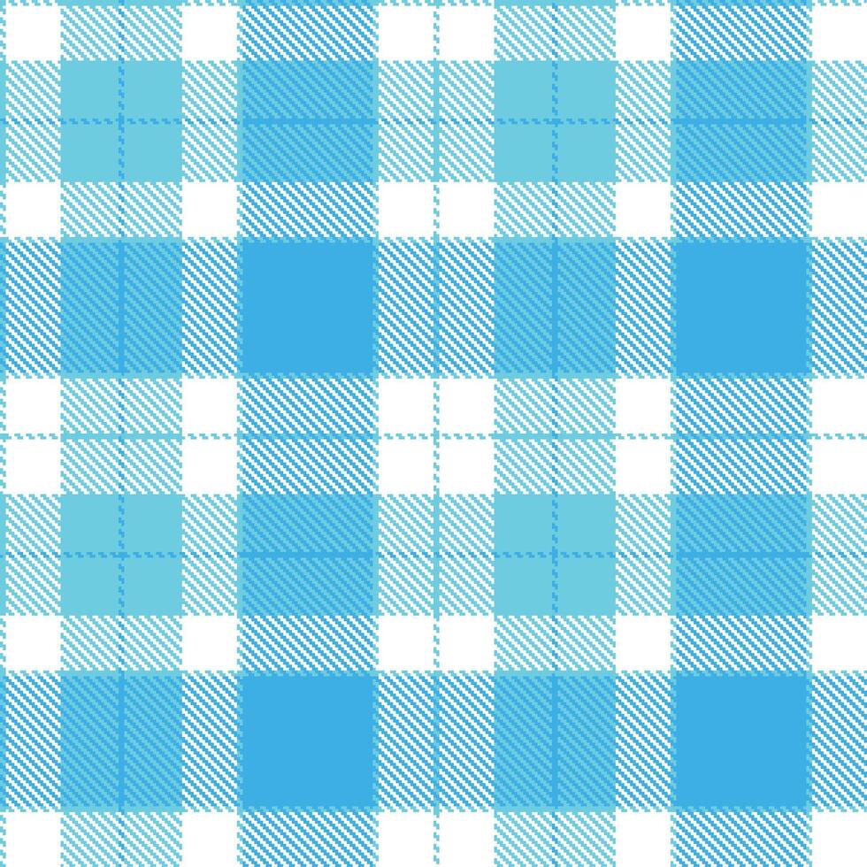 Dusty Bright Light Blue and Iridescent White Seamless Tartan Textile Design vector