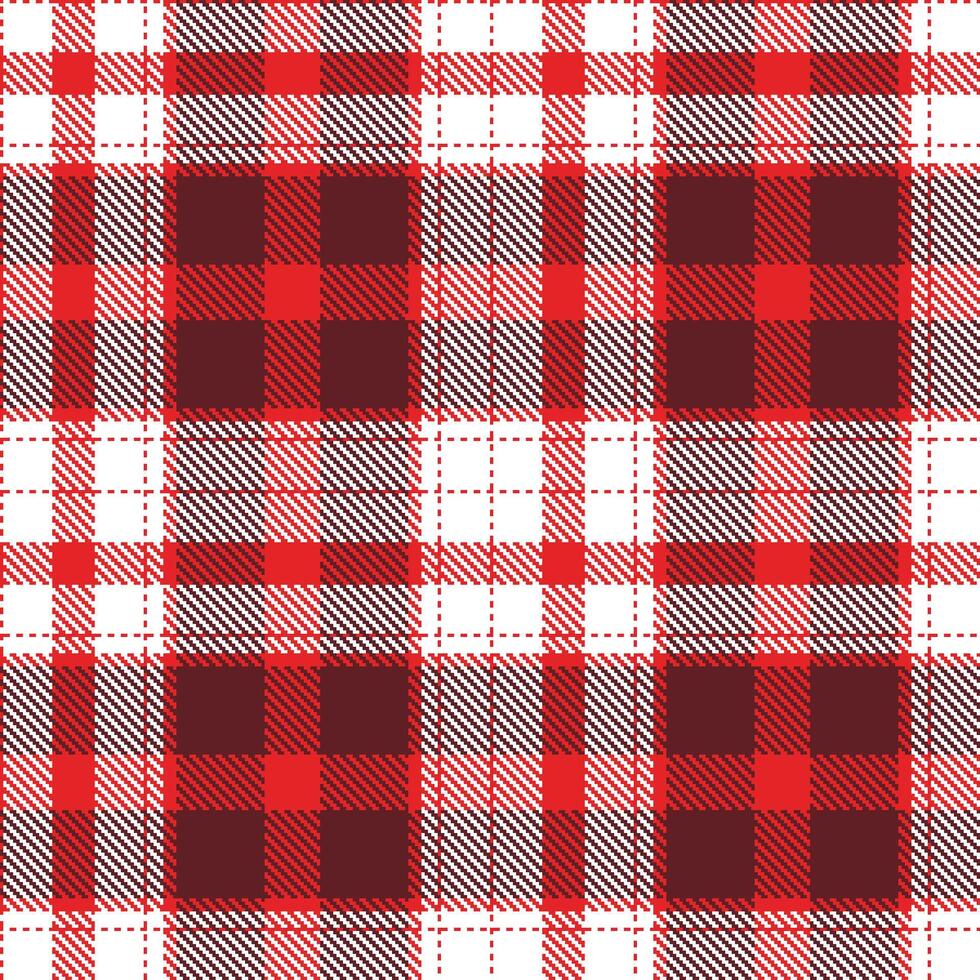 Warm Red Seamless Tartan with Warm White accents Textile Design vector