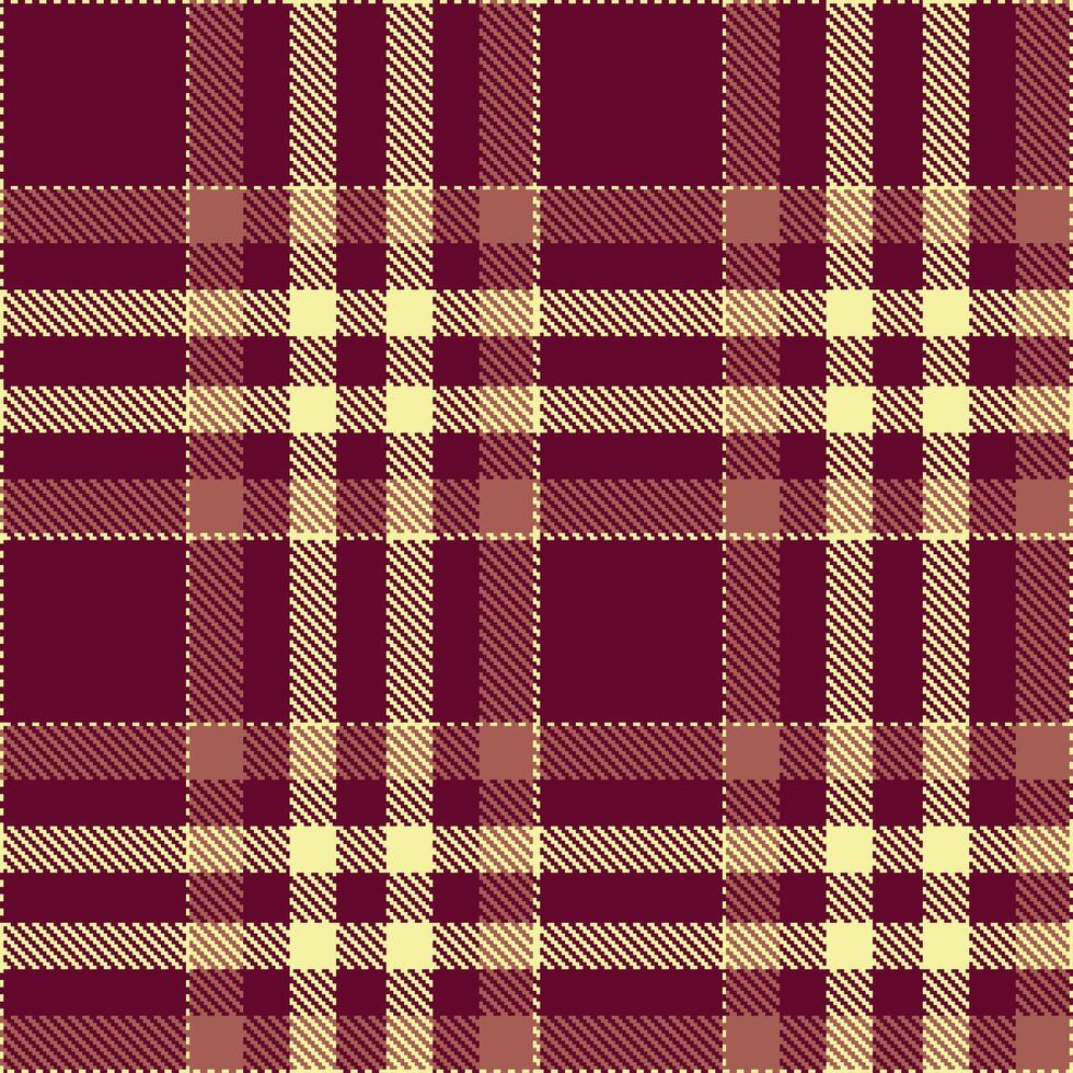 Soft Buff and Soft Burgundy Seamless Tartan Textile Design vector