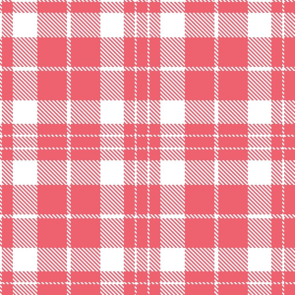 Deep White and Vivid Salmon Pink Seamless Tartan Textile Design vector