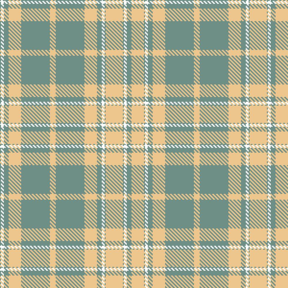 Neon Greyish Teal Seamless Tartan with Warm Very Light Brown accents Textile Design vector