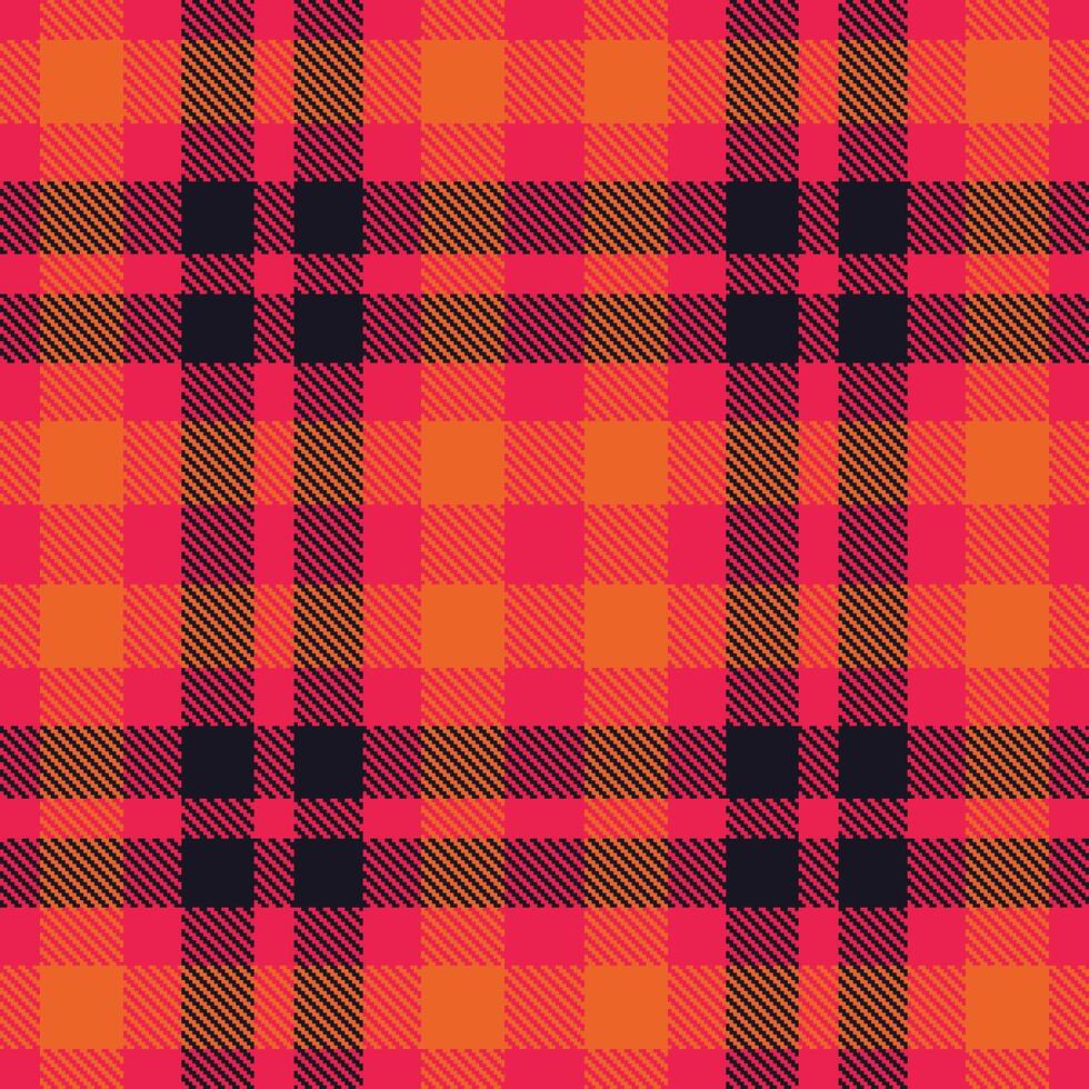 Dark Red Pink Seamless Tartan with Vivid Deep Orange accents Textile Design vector