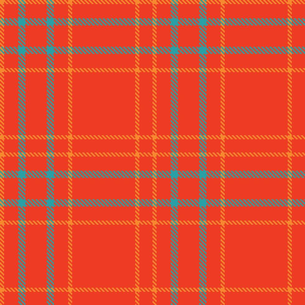 Light Orangish Red Seamless Tartan with Bright Pumpkin Orange accents Textile Design vector