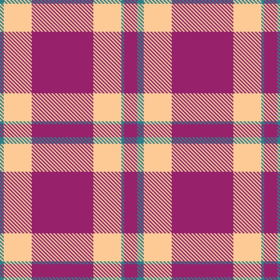 Light Deep Aqua Seamless Tartan with Dusty Light Peach accents Textile Design vector