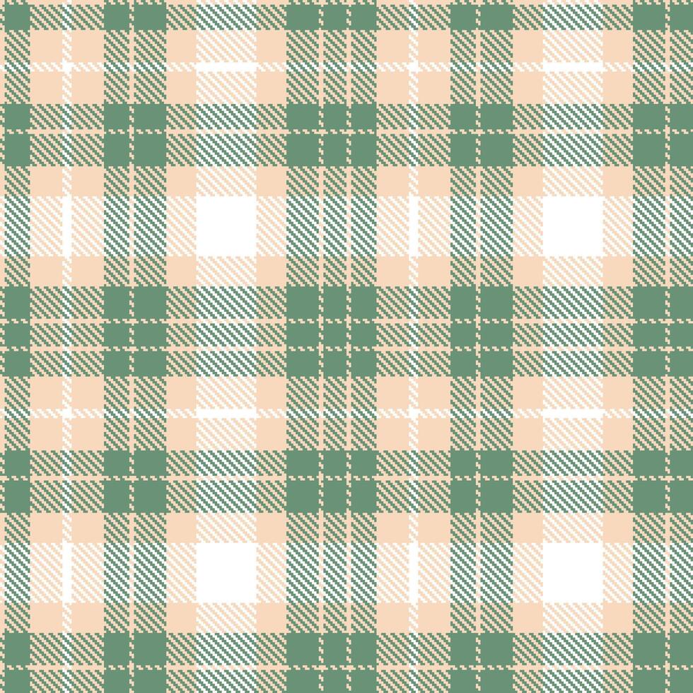 Dusty Light Peach Seamless Tartan with Light Slate Green accents Textile Design vector