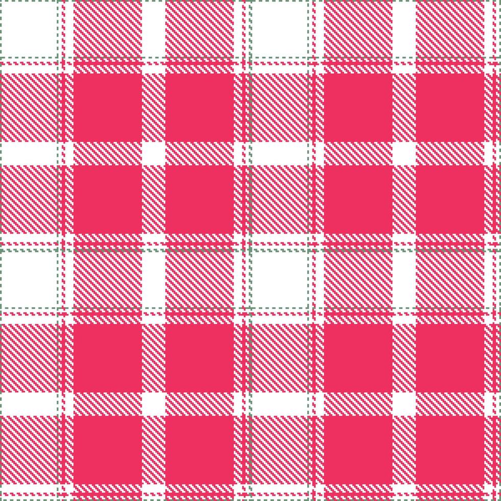 Bright White Seamless Tartan with Metallic Red Pink accents Textile Design vector