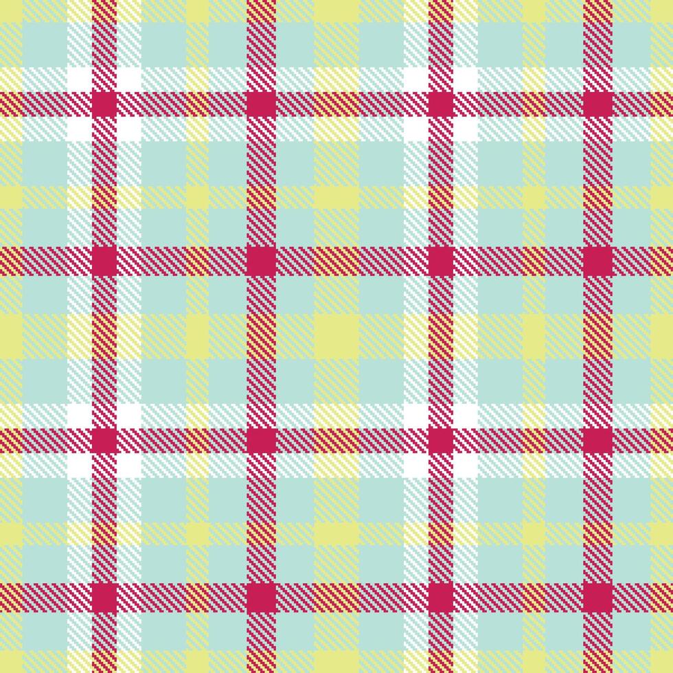 Cool Pale Aqua and Warm Yellowish Tan Seamless Tartan Textile Design vector